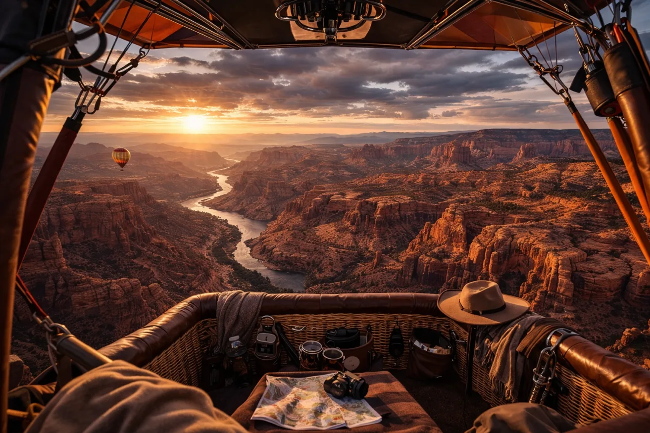 Private balloon flight over red rock canyon