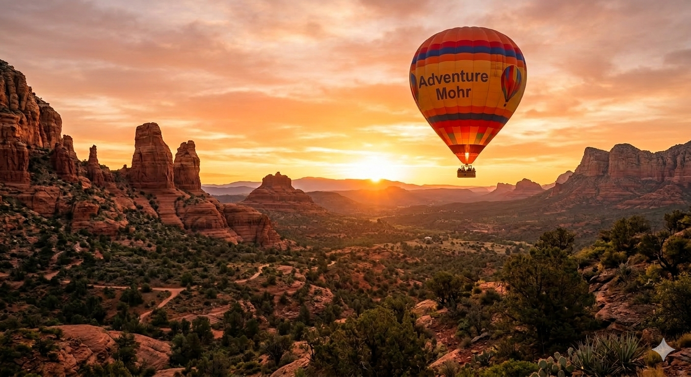 AdventureMohr balloon at sunrise over Sedona